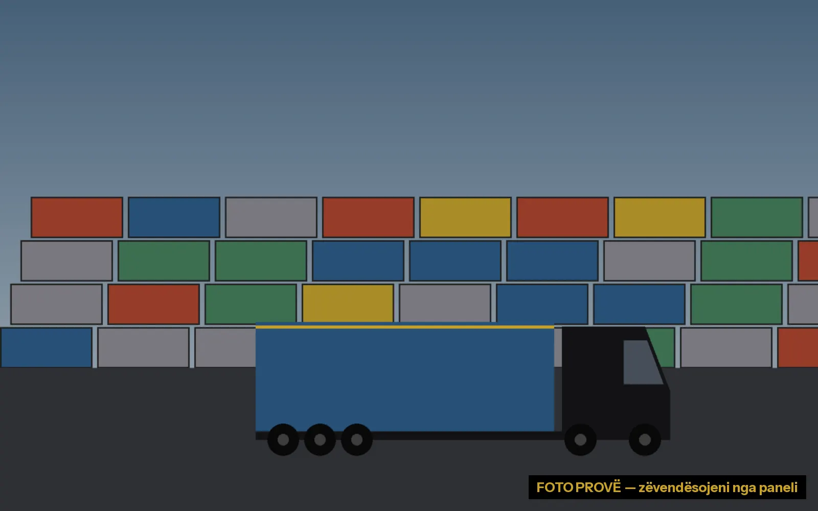 Kamion me kontejner në port — foto prove